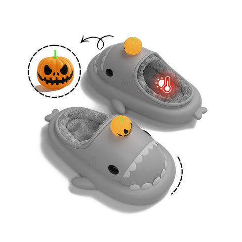 Sharkicks Basic - Hiver, Chaussons Requins Citrouille, Talon Ouvert